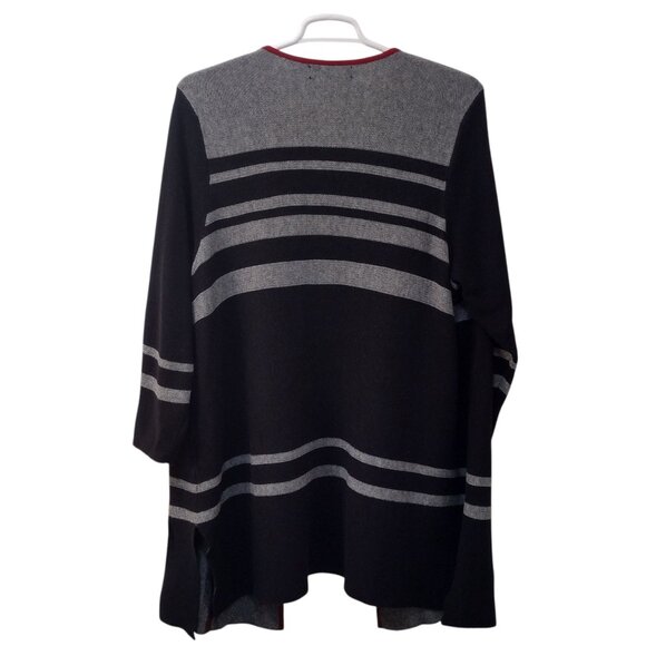 Kasper: Long Sleeve Sweater, Size 3X, Grey/Black/Red - Picture 2 of 9